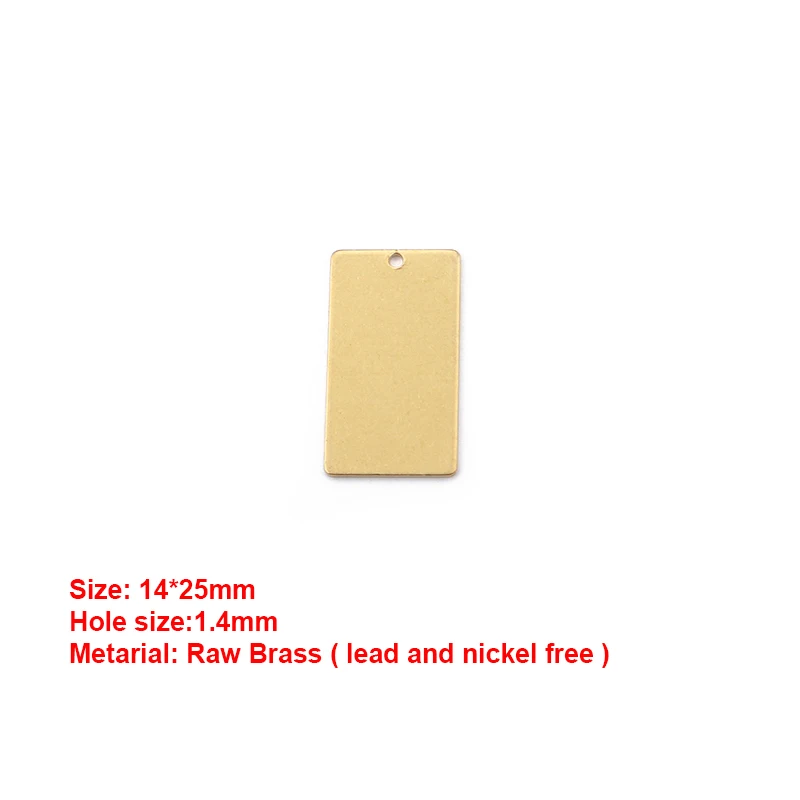 10pcs Raw Brass Rectangle Charms for DIY Jewellery Making