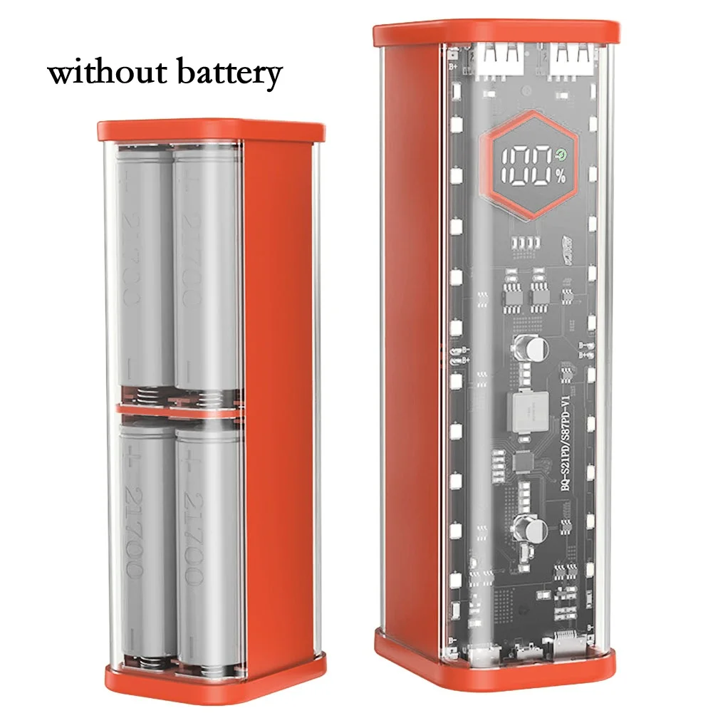 

1 шт., 22,5 Вт, плоский чехол Power Bank с литиевой батареей 21700, зарядное устройство, светодиодный дисплей, двойной выход, вход для телефонов, планшетов, зарядки