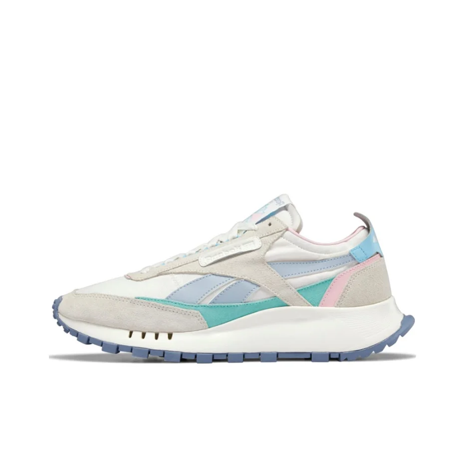 Tênis Clássico Reebok POIZON Legacy em Couro Cinza/Verde/Azul