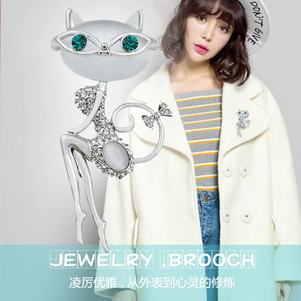 Lovey Cat Brooch Fashion Luxury Design Lady Cartoon Cats Pin Suitable Women Wear Dress Decor Brooch Accessories Pretty Cats Pins