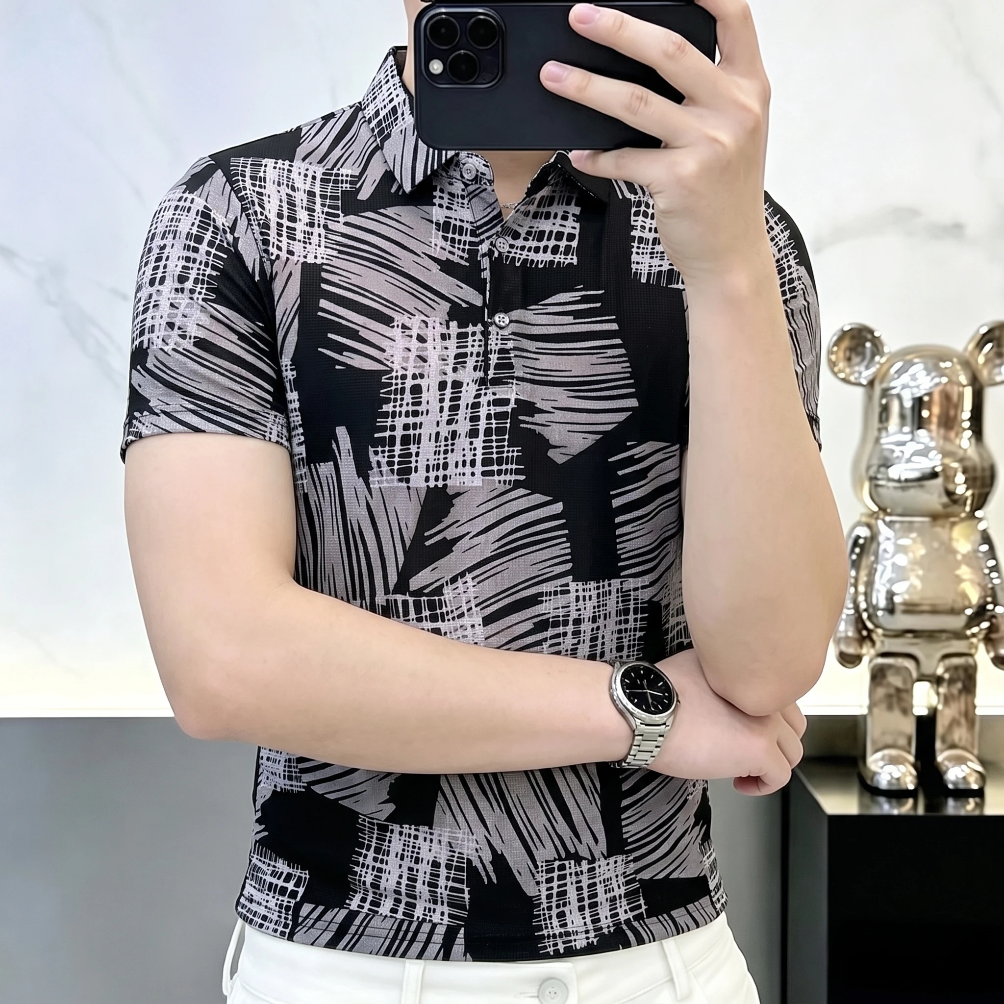 2026 Summer Men's Fashion Casual Short-Sleeved T-Shirt Polo Shirt