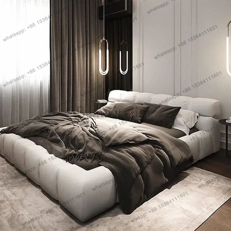 FG king size soft Double bed 180x200cm Modern luxury solid wood comfortable bedroom beds elegant camas matrimoniales furniture