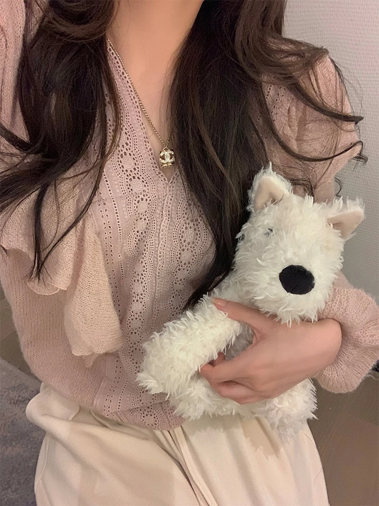 

Свитер NAYACHAN с кружевными вставками, вязаный, свободного кроя, в корейском стиле, осенне-зимняя новинка