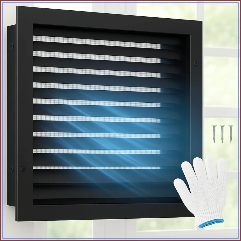 

12" x 12" Aluminum Gable Vent, Attic Vent Paintable Shed Vents with Screen, Return Air Grill for House Attic and Exterior Wall, Inside 10" x 10"