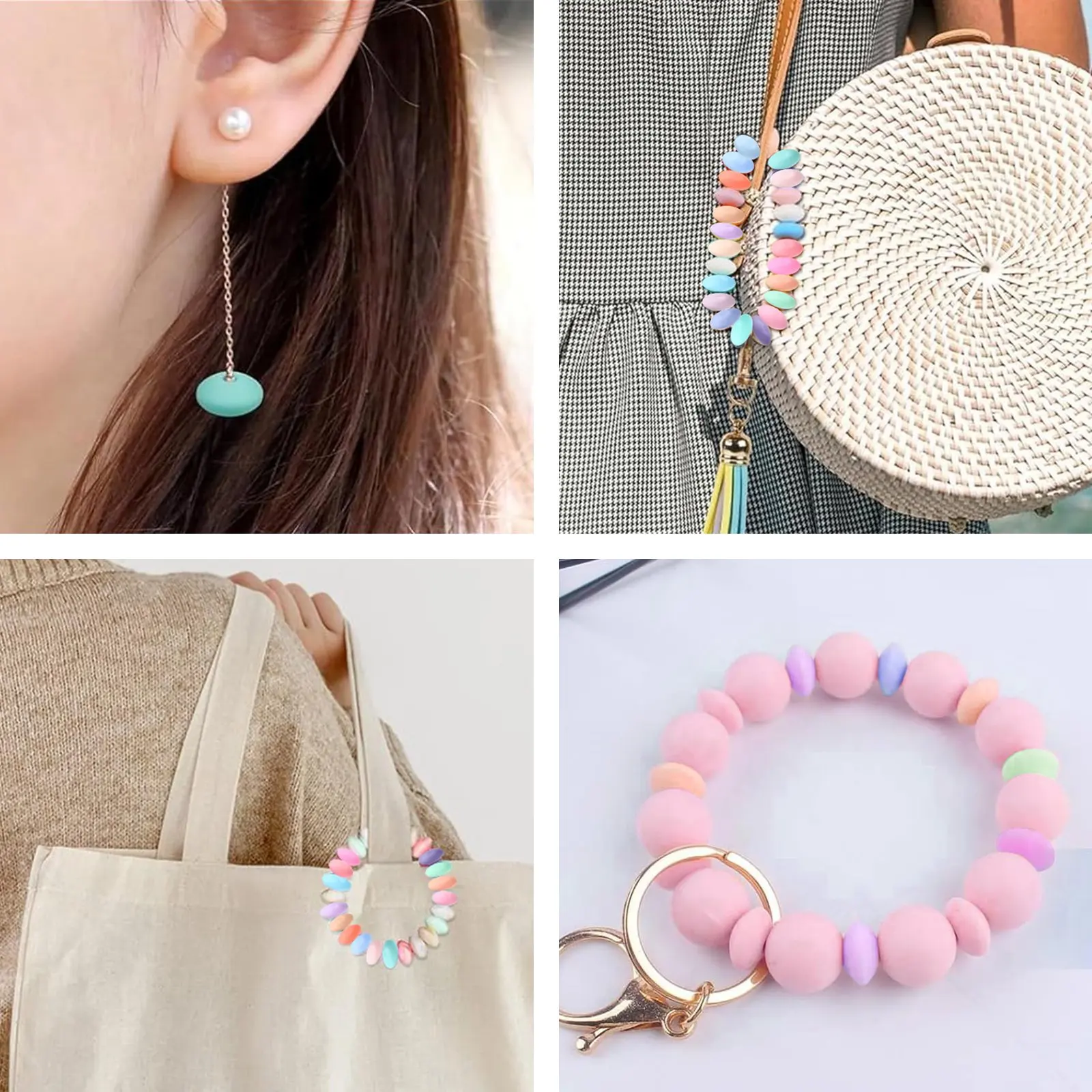 PandaHall 100 Stück Silikon-Abacus-Perlen in Zufallsfarben, 12 mm, Linsenförmige Rondell-Abstandshalterperlen für Armbänder, Halsketten und DIY-Bastelarbeiten – Detail 7