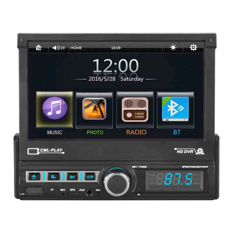 نظام ملاحة GPS للسيارة عالي الدقة 7110GM مقاس 7 بوصات مع شاشة كهربائية قابلة للسحب، وBluetooth بدون استخدام اليدين، ووصلة ربط متنقلة، ورؤية خلفية وUSB