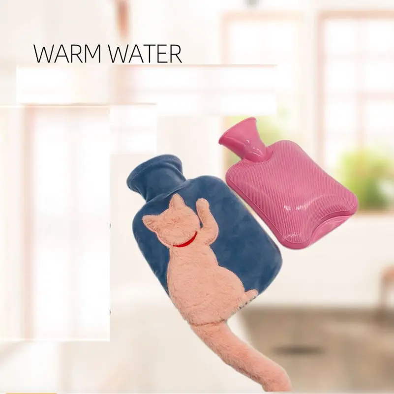 

Hot water bag imitation rabbit plush cute tail cat water injection PVC extrusion resistant hand warmer