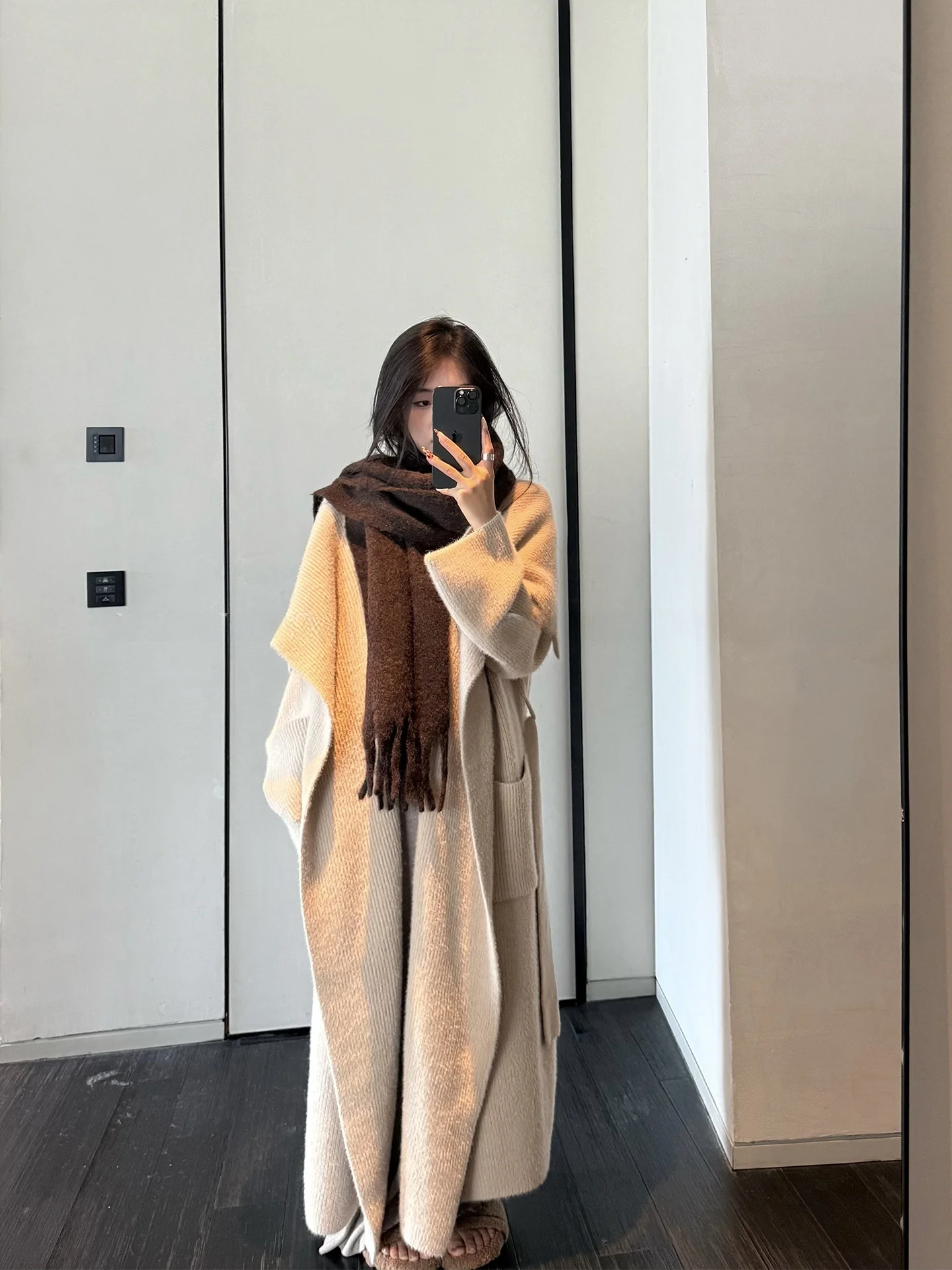 

YOLO OP Lazy Sle Long Knitted Cardigan Sweater Women's Loose Feel Outerwear Casual Faion Big Collar Knitwear