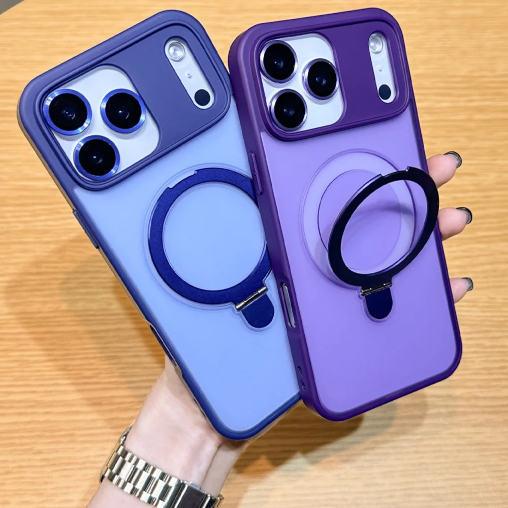 

Luxury Magsafe Wireless Charging Case For iPhone 17 16 12 13 14 15 Pro Max Plus Magnetic Ring Bracket Camera Protection Cover