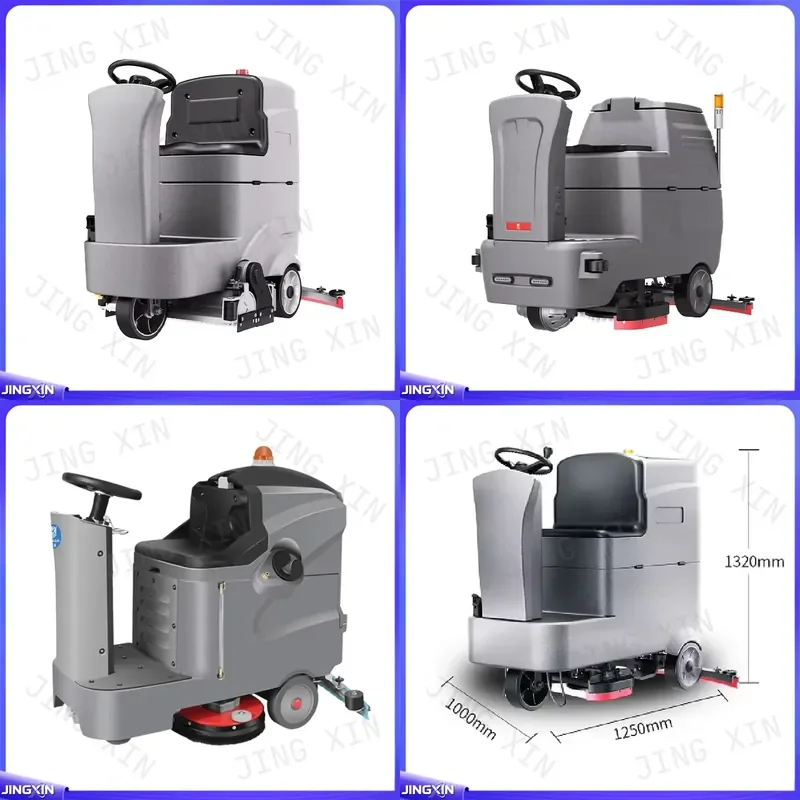custom for Battery Powered Ride On Floor Scrubber Dual Brush Compact Driving Type Cleaning Machine Industrial Commercial Use