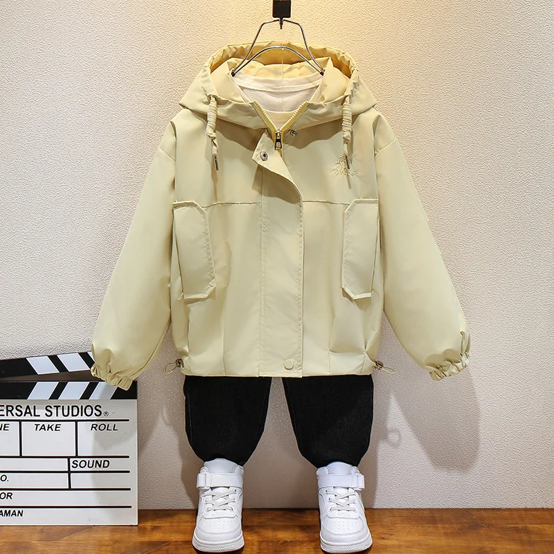 السترات والمعاطف سترة الربيع للفتيات ملابس الخريف سترة واقية خفيفة الوزن مع غطاء محرك السيارة معطف رقيق للأطفال الكبار