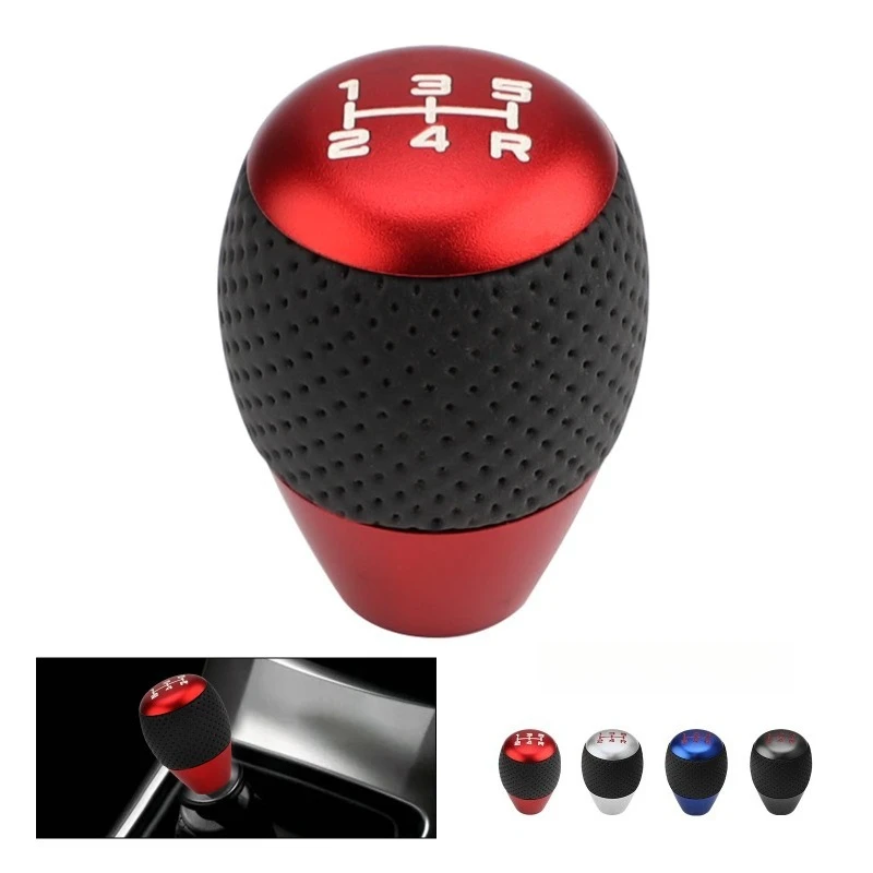 

Universal Car Gear Shift Knob Manual Leather Shifter 5-Speed Metal Gear Stick Handle Ball Racing Interior Modification Accessory