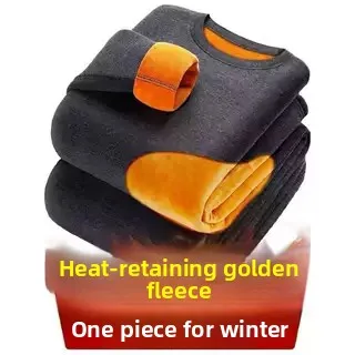 Men's Thermal Underwear Set Thiened Fce Warm Cotton Jaet Long Sve Round Ne Double Layered Winter Home Clothes Thermal Pants 2026
