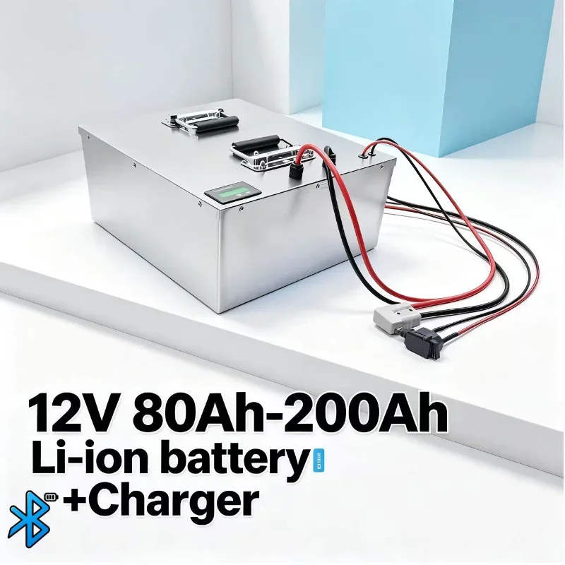 12V Lithium Ion Battery 80Ah-200Ah, Rechargeable Power Storage for Off-Grid Solar System, RV, Marine Boat and Outdoor Backup Sup