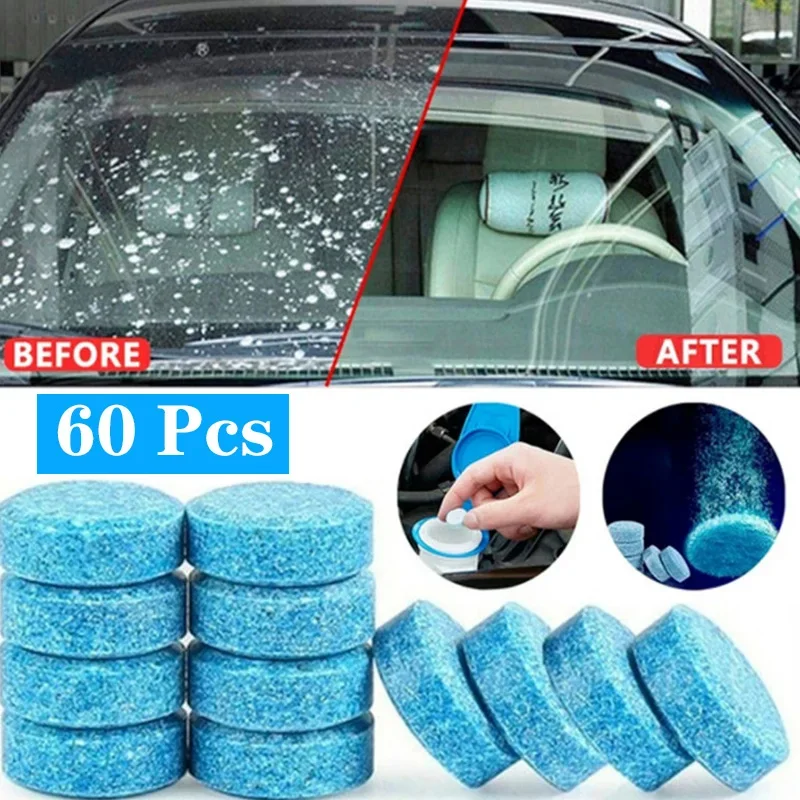 60 pcs Windshield Solid Cleaner Car Windscreen Wiper Effervescent Tablets  Glass Toilet Washer Spray Cleaner Car Accessories