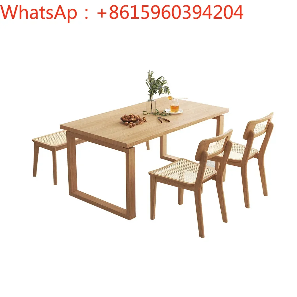 

Nordic all-solid wood dining table small household dining table home rectangular log wind ash wood Mobian table