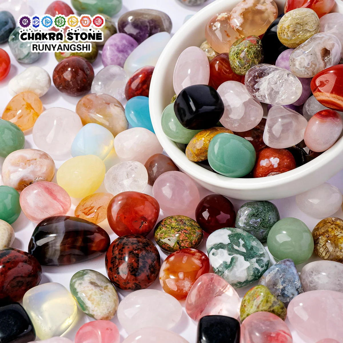 50g/Bag Natural Tumbled Stone Gravel Colorful Polished Mixed Stones Decorative Pebbles Festive Gift Christmas Thanksgiving