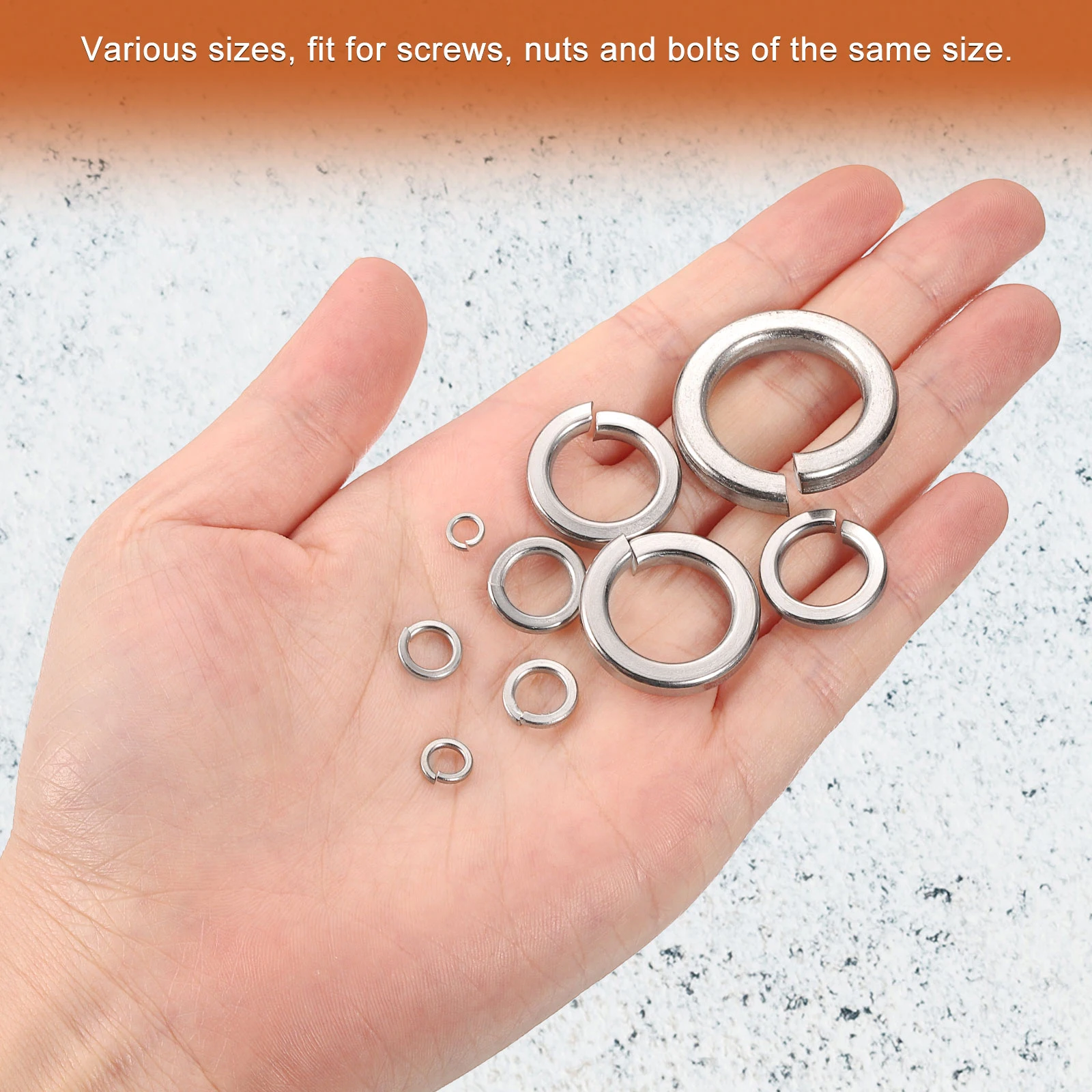 10/50/60/600Pc Spring Lock Washer 304 Stainless Steel M4M6M8 M10 M16 M20 Split Lock Washer Assortment Anti-loose Screw Lock Shim