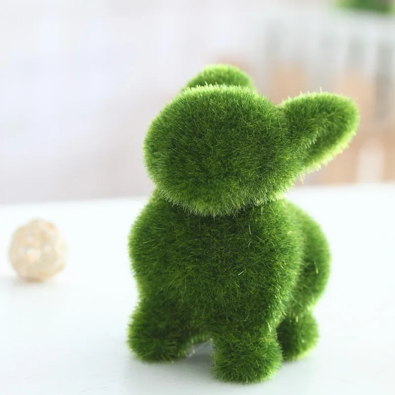 14cm Kawaii Simulation Micro Landscape Green Moss Grass Fluffy Animal Rabbit Squirrel Alpaca Decoration Outdoor Garden Ornament