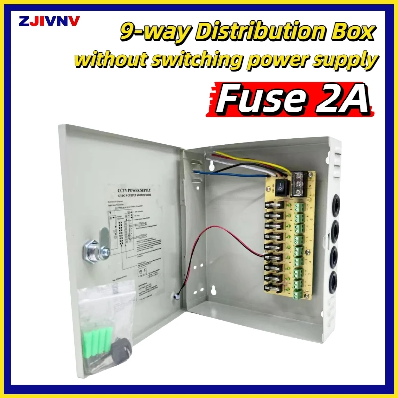 

9CH CCTV Power Supply Box No Switching Power Supply 5V 12V 24V Distribution Box for CCTV Camera Fuse 2A for Security Monitoring