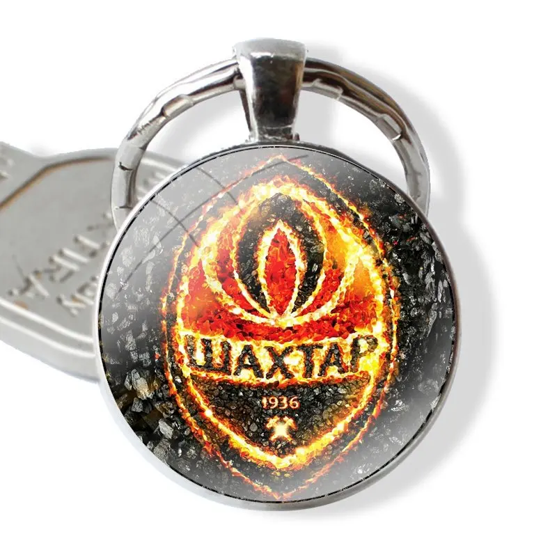 Ukraine Shakhtar Donetsk Fc Keychain Handmade Glass Cabochon Key Ring Holder Pendant Key Chains