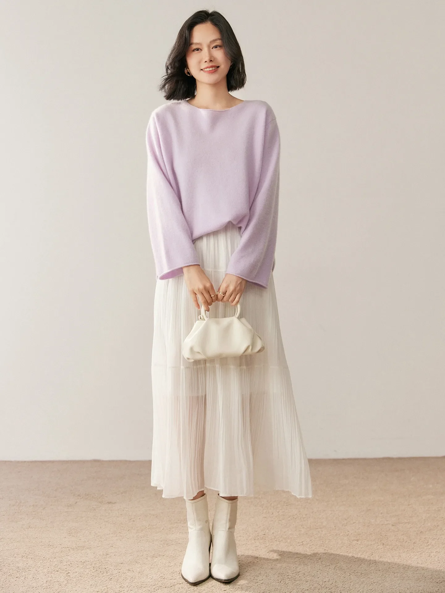 

Aliselect Women 100% Cashmere Sweater O-neck Pullover Grace Simple Style Cashmere Knitwear Autumn Winter Luxury Clothing Tops