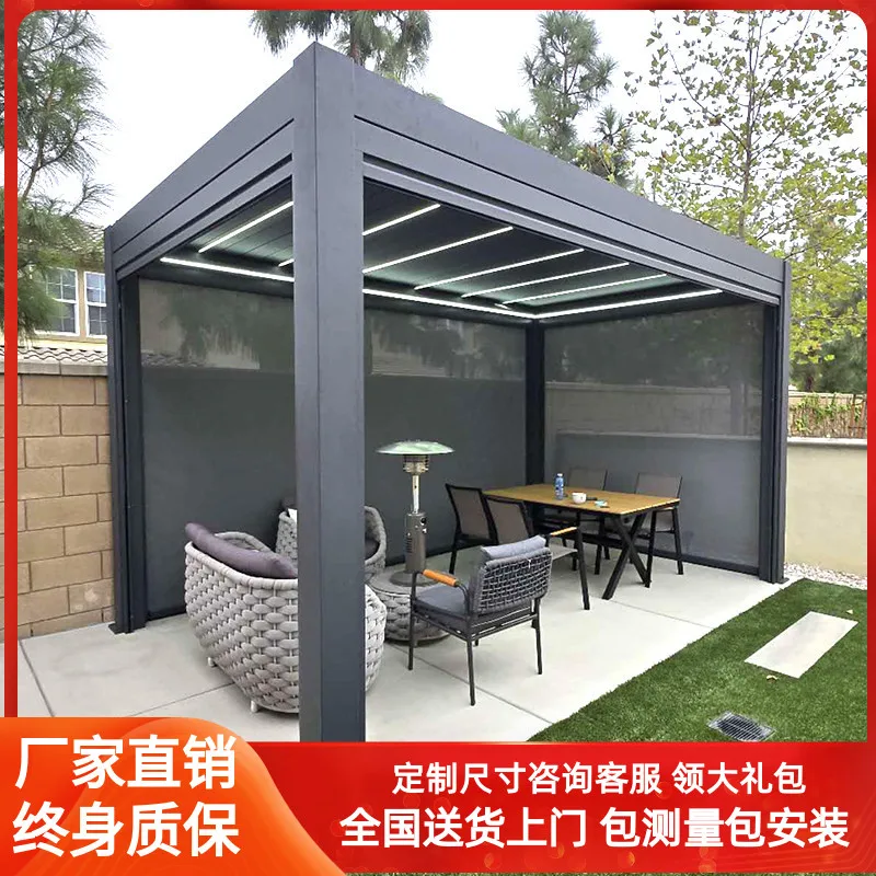Customized EditionOutdoor gazebo courtyard Modern electric aluminum alloy pavilion Garden villa Sun room Yard outdoor awning