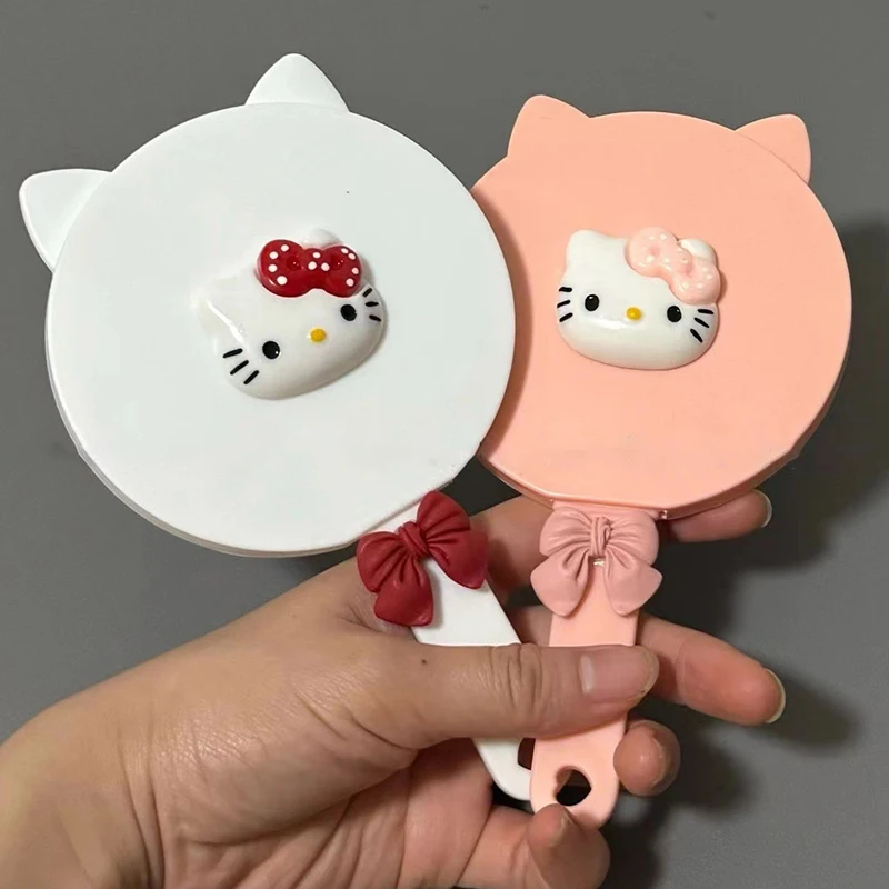 Sanrio Set sisir Kawaii lucu Hello Kitty sisir cermin, alat Styling pijat rambut sikat ekstrak cermin genggam