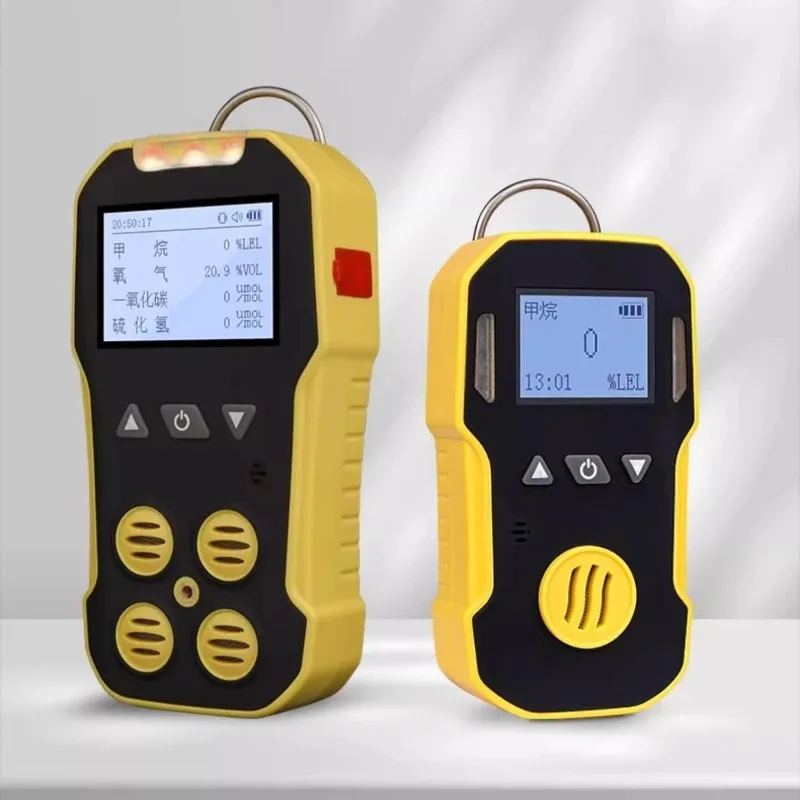 4-in-1 Gas Detector - CH4/O2/CO/H2S/CO2, Portable Combustible & Toxic Gas Leak Alarm Tester