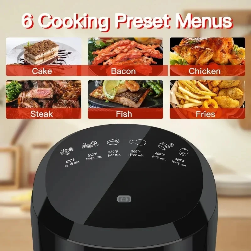 Fornello per friggitrice ad aria LATURE con controllo della temperatura e del tempo cestello antiaderente lavabile in lavastoviglie vassoio in acciaio inossidabile