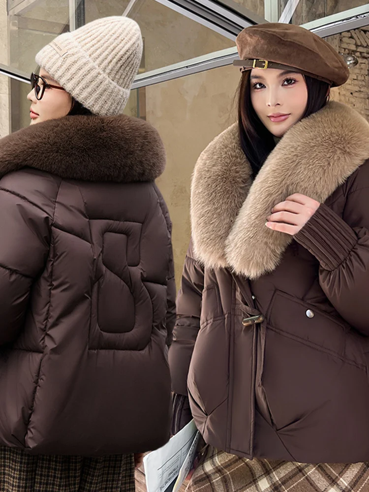 

Faionable Thiened ort Cotton Jaet Women's Winter New Sle Casual Versatile Warm Coat with Fur Collar OL Sle