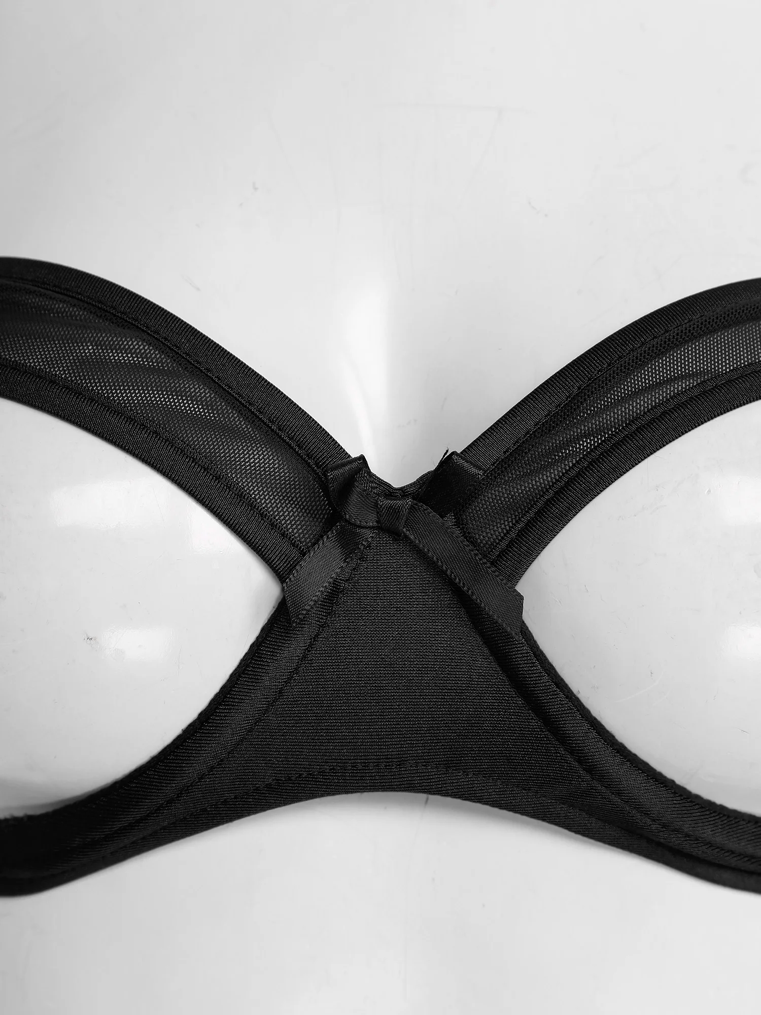 Women Wet Look Bra Sheer Mesh Hollow Out Open Nipples Bra Underwired Exotic Unlined Bralette Sexy Brassiere Balconette Underwear