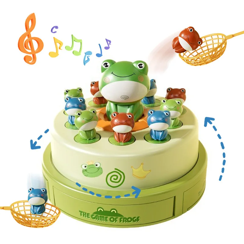 

Frog Pop Up Board Game Launch Catching Flying Frog Duck Training Hand Eye Coordination Interaction Puzzle Party Music Toy