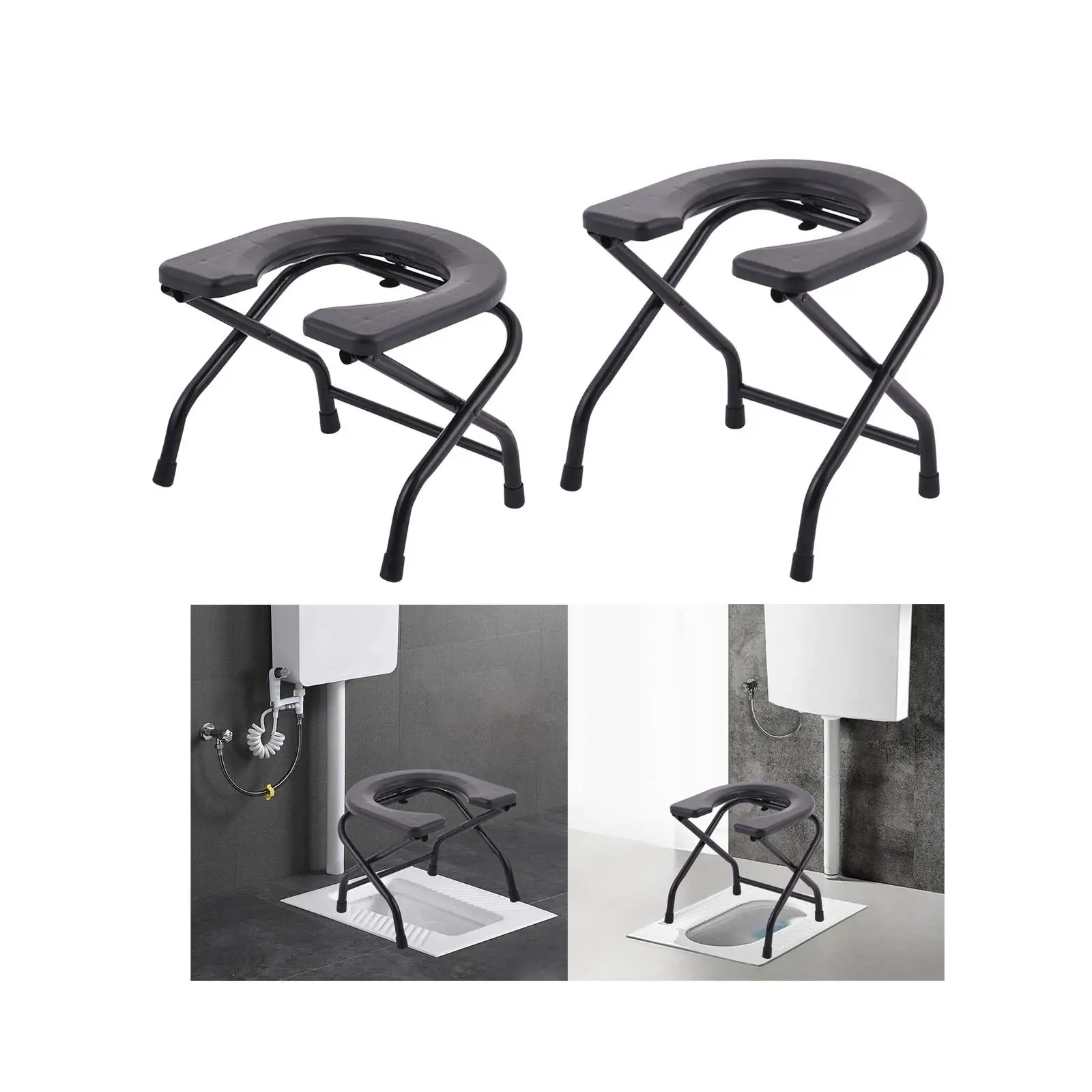 

Foldable Toilet Seat Easy to Wash Shower Chair Anti Slip Pad under The Stool Leg