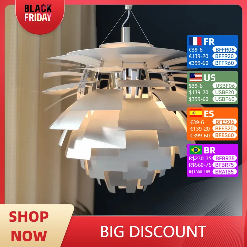 Danish Pinecone Pendant Light Louis Design Chandelier Living Room Decor Aluminum Hanging Lamp 72/84cm Artichoke Suspension