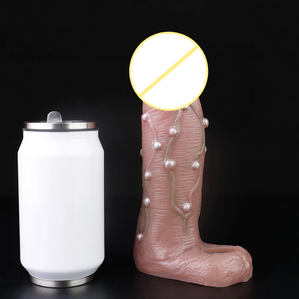 8.46in reusable male penis enlargement sleeve, penis sleeve with veins and pearl knot, sperm locking ring to delay ejaculation