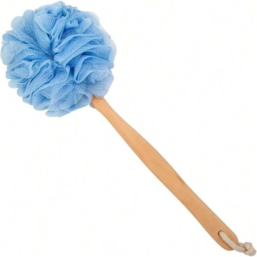 

Loofah Back Scrubber For Shower, Wooden Long Handle Bath Sponge Lufa Shower Brush, Soft Nylon Mesh Back Cleaner Washer, Women a
