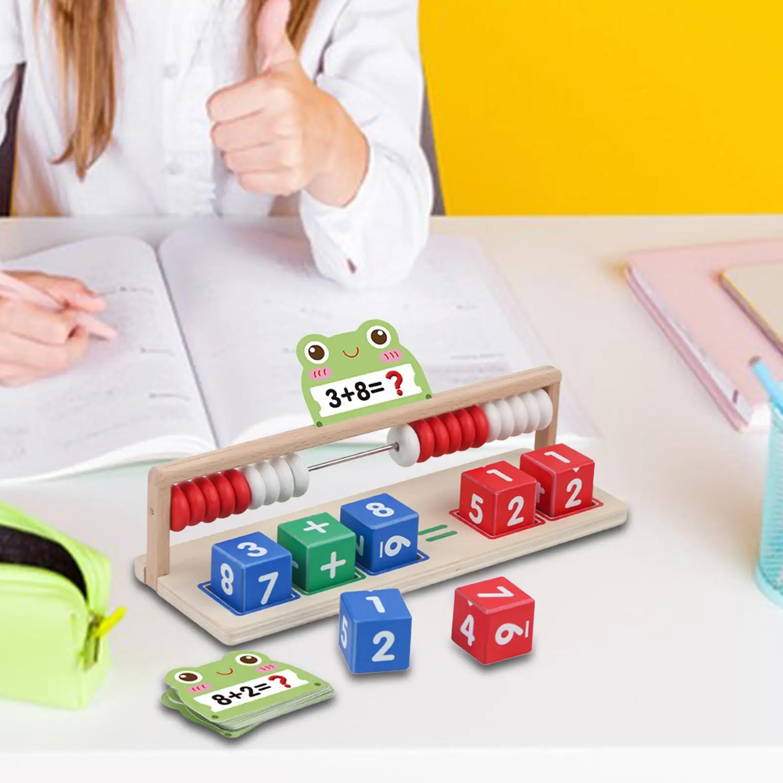 أدوات تعلم الرياضيات للأطفال إطار عد المعداد الخشبي لعبة تعليمية للرياضيات المدرسية والمنزلية