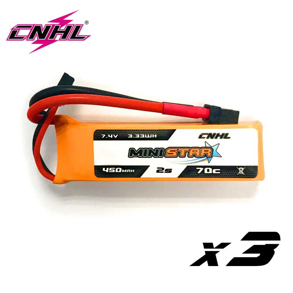 3PCS CNHL Lipo 2S 7.4V Battery 450mAh 70C Ministar Series XT30 For Mini Quad RC FPV Drone Quadcopter Helicopter Airplane