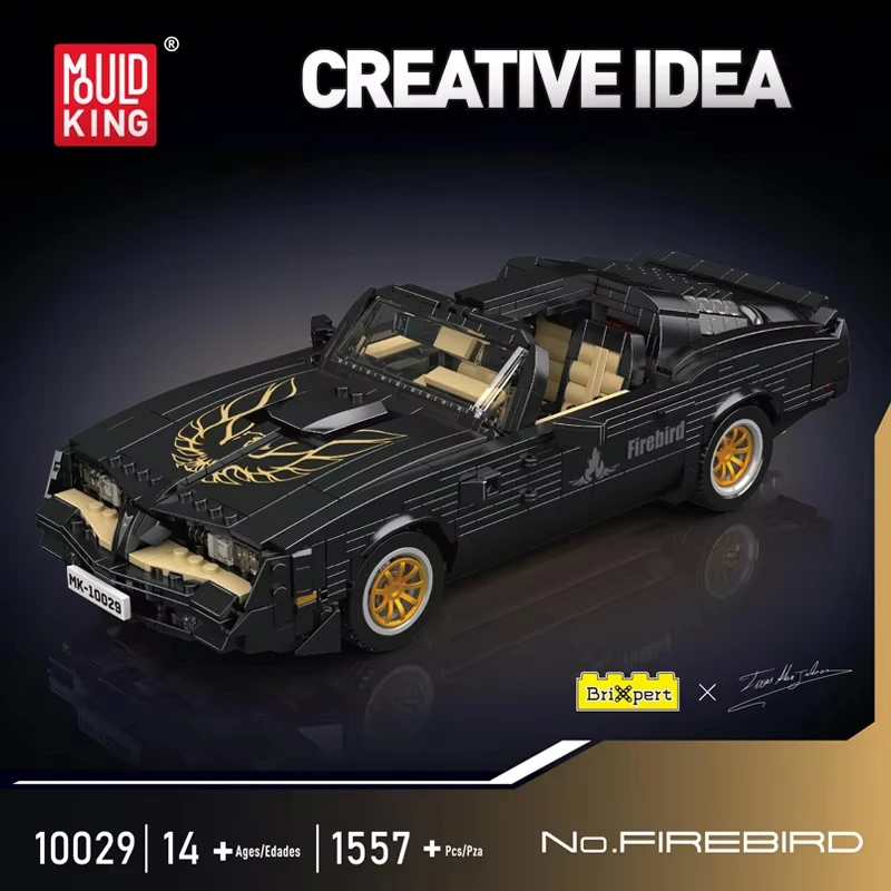 1557 sztuk techniczne samochody zabawkowe czarny Firebird sportowy samochód wyścigowy klocki do budowy montaż Model samochodu dla dzieci prezent na boże narodzenie chłopcy