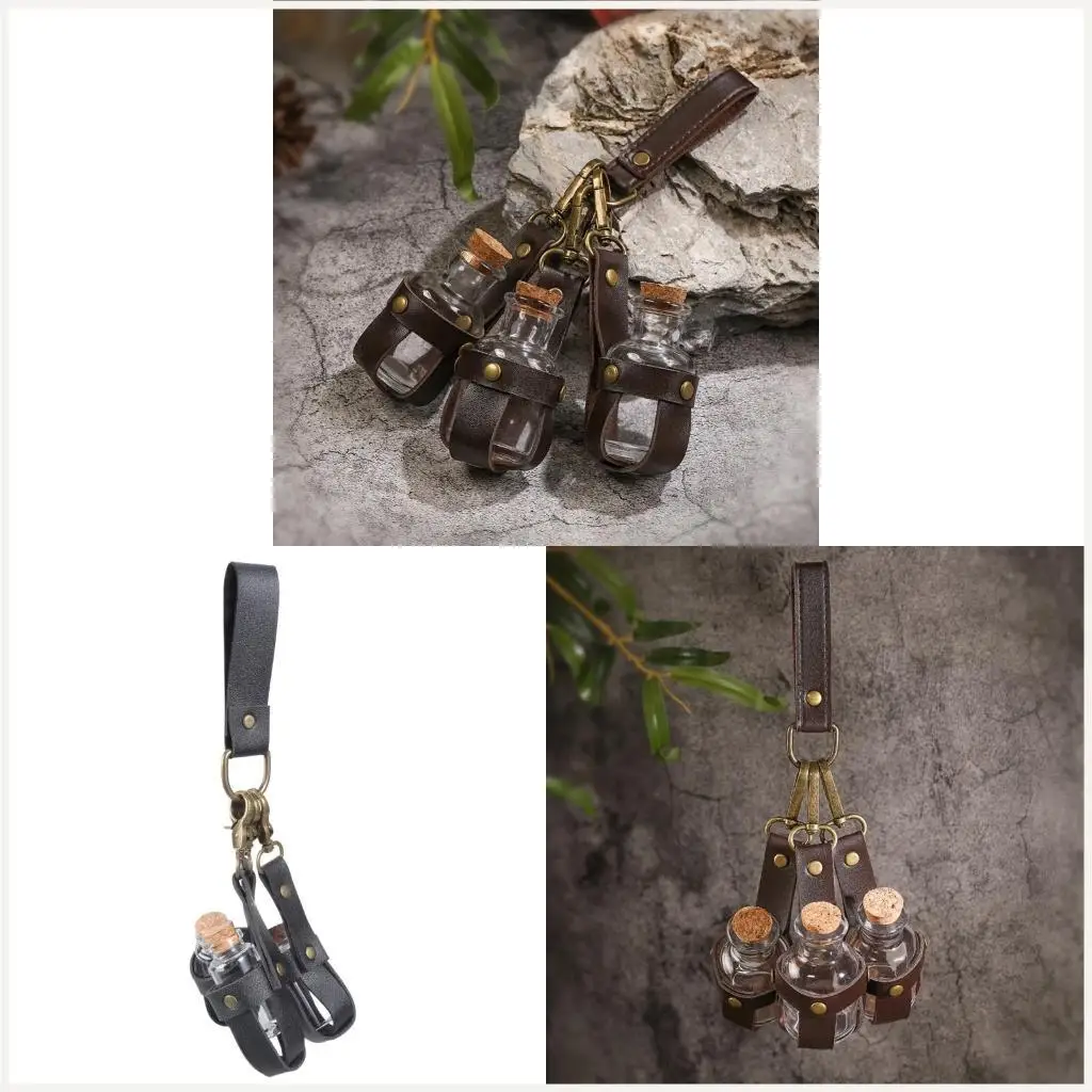 

Potion Bottle with Leather Holder Wizard Potions Glass Holder for Halloween
