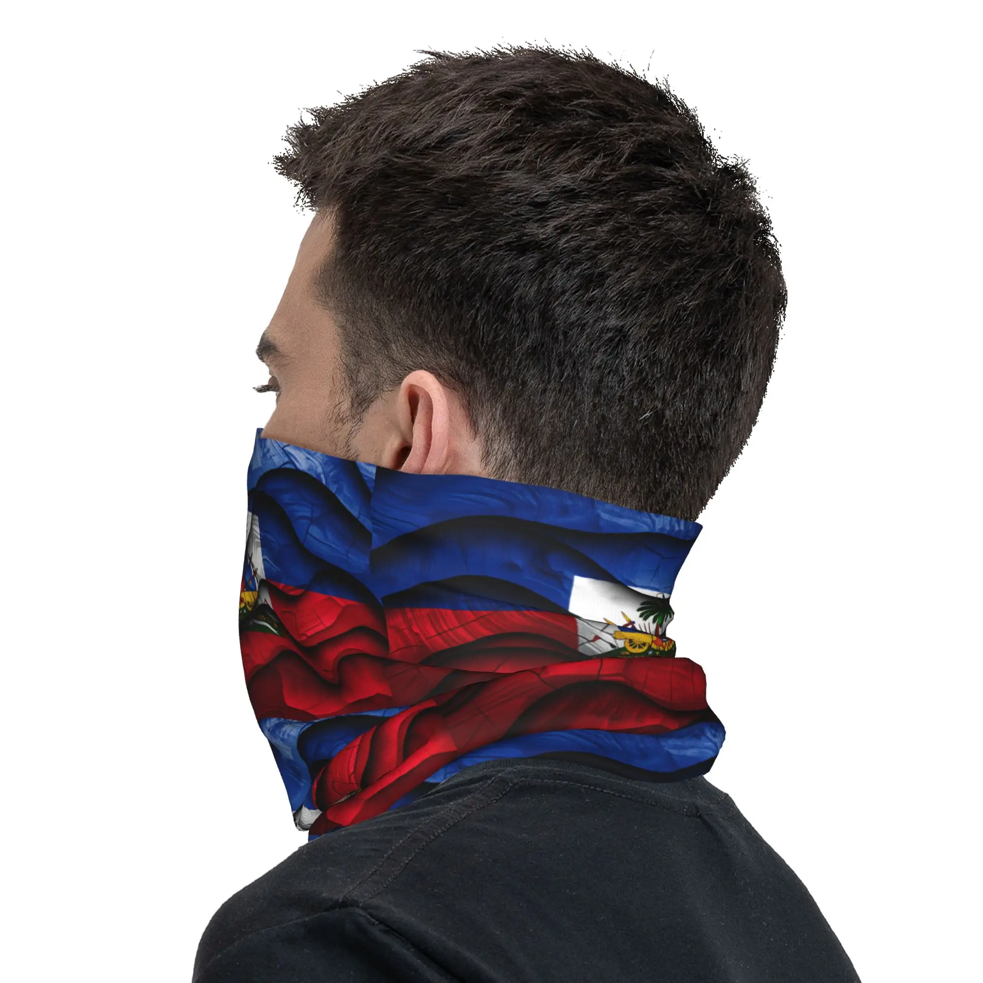Haiti Flag Balaclava  Hunting Fishing Tactical Mask Unisex y2k Funny UV Protection Bicycle Mask Soft Warm Scarves view 4