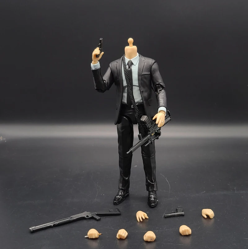 

1/12th Fashion Black Male Tony Office Suit Body Action Hand Model Weapon Pistol Accessories For 6inch Action Figures Collectable