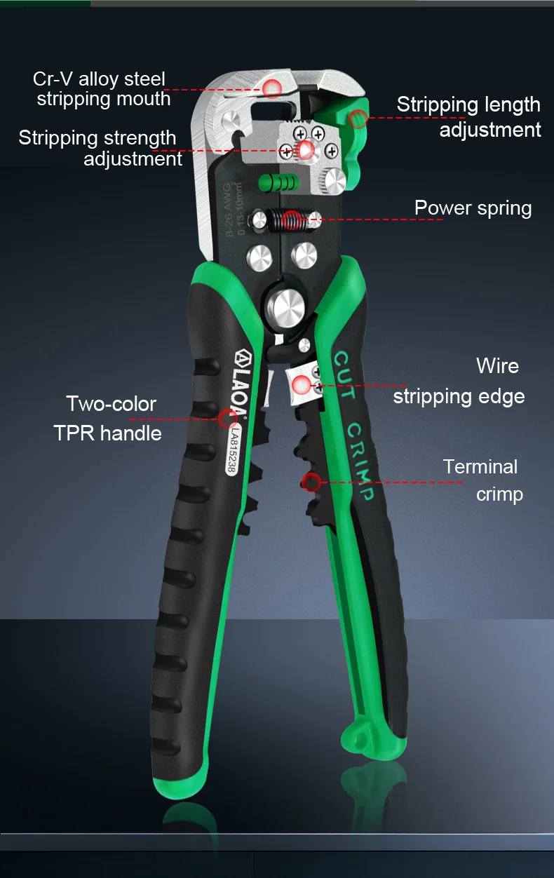 LAOA Automatische Abisolierzange, Cutter, Kabel, Terminal, Crimpen, Elektriker-Werkzeuge – Detail 7