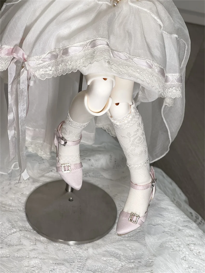In Stock BJD/SD Shoes 1/3 1/4 High Heels Girls Silk Pointy One-button High Heels Multi-colored BJD Doll Accessories