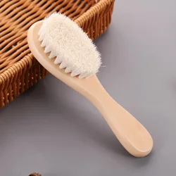 Wooden Hair Brush Natural Goat Bristle Baby Hair Brush Infant Body Massage Deep Clean Portable Travel Hair Brush