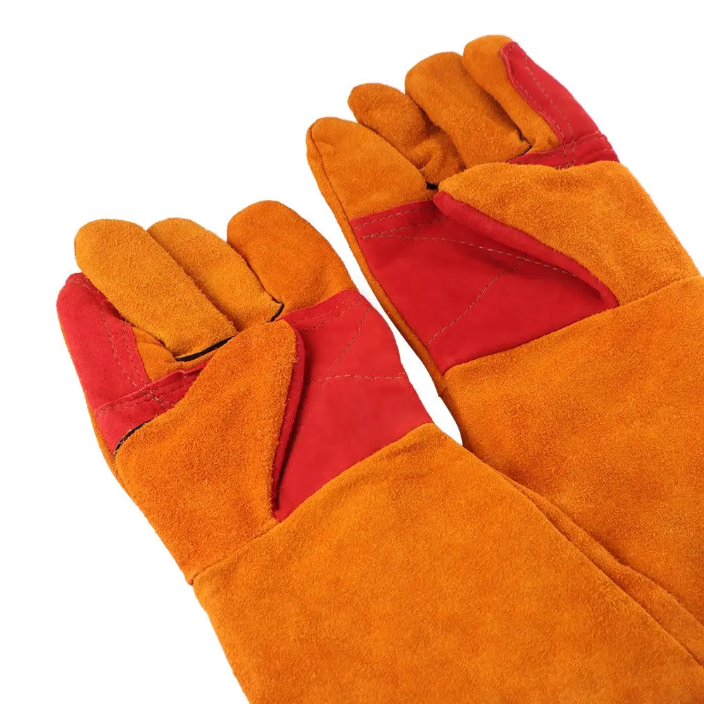 Comfortable Work Safety Gloves Flexible Full Finger Leather Working Gloves Durable Hand Insulation Long Sleeves Barbecue Gloves