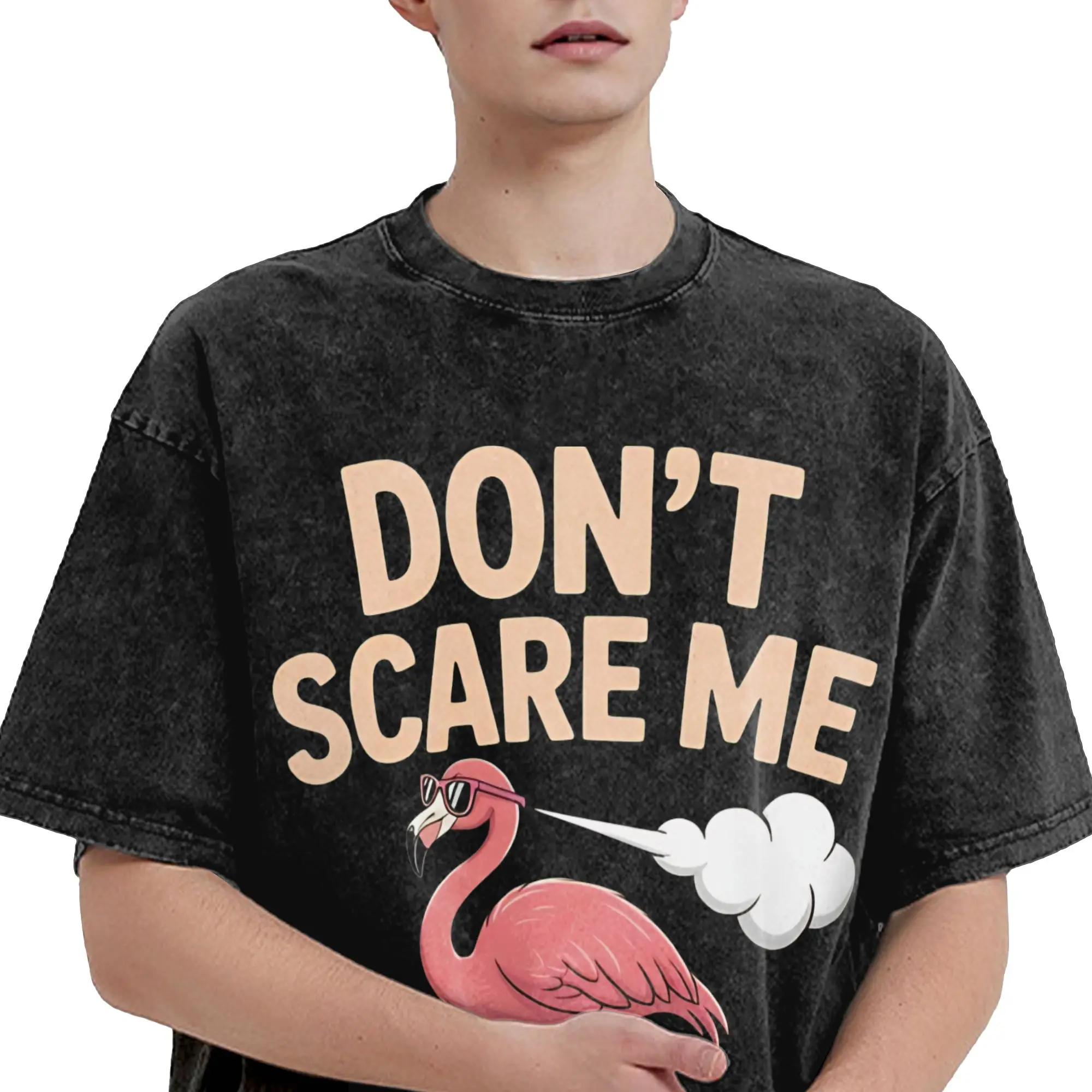 Don't Scare Me I Fart Easily Funny Sarcasm Funny Chicken Apparel Washed T Shirt for Men Women Streetwear Hip Hop T-Shirt Shirt