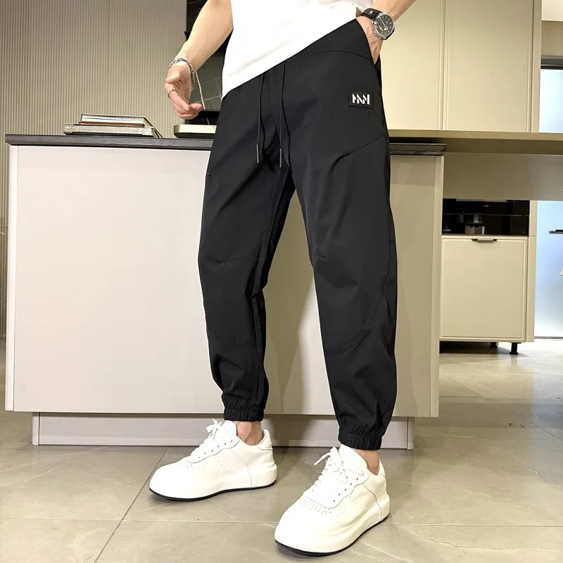 

2024 Summer Quick Drying Men Casual Pants Slim Versatile Leg Binding Sports Pants Trendy Casual Trousers Running Jogging Pants