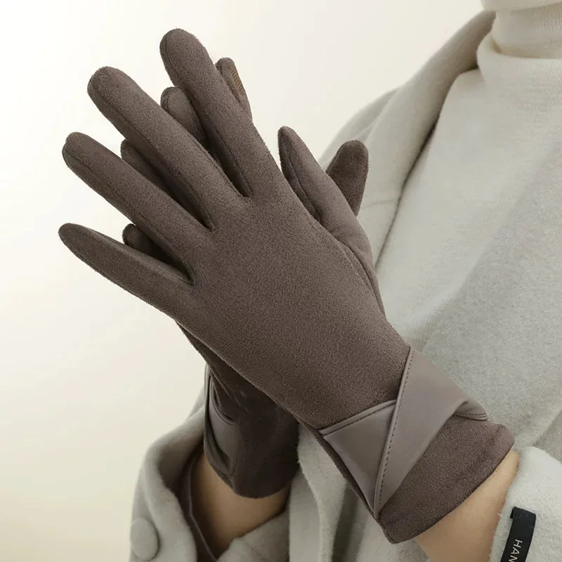 Hot Sale Winter Keep Warm Touchscreen  Suede  Women Gloves Riding Windproof Gloves